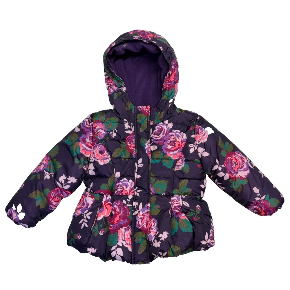Cherokee Coat 18 Months Purple Floral Puffer Jacket